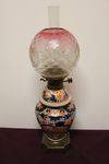 Fine + Rare 19th Century Hand Painted Imari Oil Lamp On Ormolu Base All Original