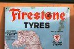 Firestone Map Of England Enamel Sign