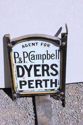 Framed Double Sided Perth Dyers Enamel Post Mount Advertising sign