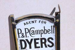 Framed Double Sided Perth Dyers Enamel Post Mount Advertising sign