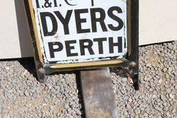 Framed Double Sided Perth Dyers Enamel Post Mount Advertising sign