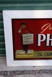 Framed Phillip Morris Cigarette Advertising Glass 