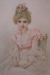 Framed Victorian Paint Charming Kate Dated 1888 