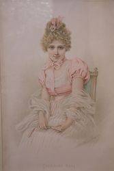 Framed Victorian Paint Charming Kate Dated 1888 