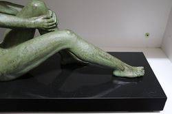French Art Deco Green Spelter Figure