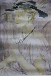 French Art Poster Evelyne Luez  Paris 1987  Watercolor Portrait 