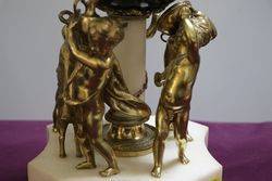 French Bell Strike Clock In Round Black Ball On top Of Cherubs 