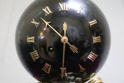 French Bell Strike Clock In Round Black Ball On top Of Cherubs 