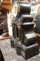 French Black Marble Drum Top Regulator Clock 8 Day Bell Striking Mounted 