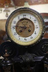 French Black Marble Drum Top Regulator Clock 8 Day Bell Striking Mounted 