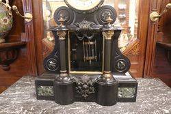 French Black Marble Drum Top Regulator Clock 8 Day Bell Striking Mounted 
