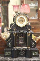 French Black Marble Drum Top Regulator Clock 8 Day Bell Striking Mounted 