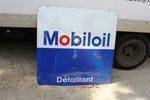 French Mobiloil Distributor Double Sided Enamel Sign