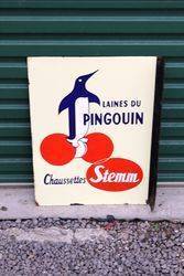 French Penguin Pictorial Post Mount Enamel Sign