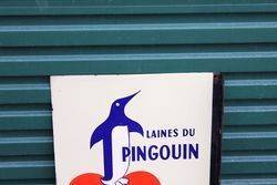 French Penguin Pictorial Post Mount Enamel Sign