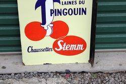 French Penguin Pictorial Post Mount Enamel Sign