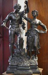 French Spelter Group Stunning Larger Antique Example of French Casting