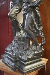 French Spelter Group Stunning Larger Antique Example of French Casting