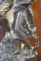 French Spelter Group Stunning Larger Antique Example of French Casting