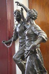 French Spelter Group Stunning Larger Antique Example of French Casting