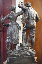 French Spelter Group Stunning Larger Antique Example of French Casting