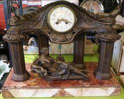 French Spelter and Marble Clock 1910 20