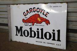 Gargoyle Mobiloil Vacuum Oil Company Double Sided Enamel Sign 