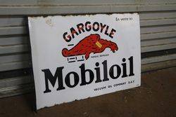 Gargoyle Mobiloil Vacuum Oil Company Double Sided Enamel Sign 