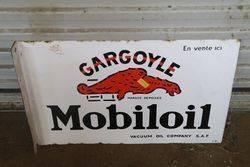 Gargoyle Mobiloil Vacuum Oil Company Double Sided Enamel Sign 