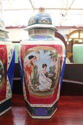Garniture of 3 Bohemian Vases With Lids C1891