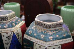 Garniture of 3 Bohemian Vases With Lids C1891