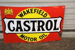 Genuine 1920s Castrol Dog Bone Enamel Sign 