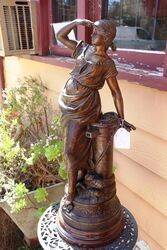 Genuine Antique Bronzed Spelter Female Figure 