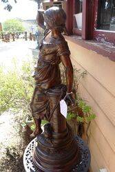 Genuine Antique Bronzed Spelter Female Figure 