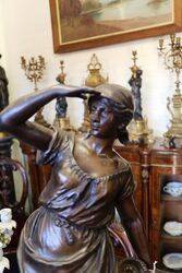 Genuine Antique Bronzed Spelter Female Figure 