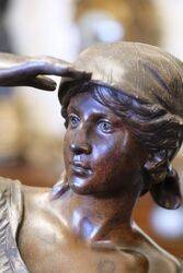 Genuine Antique Bronzed Spelter Female Figure 