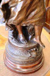 Genuine Antique Bronzed Spelter Female Figure 