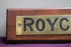 Genuine House Name Plate andquotROYCROFTandquot 