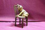 Genuine Juan Clara Bronze Figure Little Girl Climbing Chair Signed And Foundry Marked