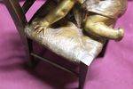 Genuine Juan Clara Bronze Figure Little Girl Climbing Chair Signed And Foundry Marked