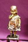 Genuine Juan Clara Bronze Figure Little Girl Missing Shoe Signed And Foundry Marked