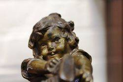 Genuine Juan Clara Bronze Figure Little Girl Putting On Shoe Signed And Foundry 