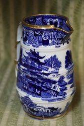 George Grainger + Co Worcester Blue and White Willow Jug C1850 