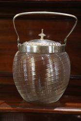 Glass + Plated Biscuit Barrel C1920 