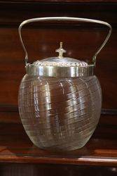 Glass + Plated Biscuit Barrel C1920 