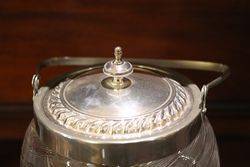 Glass + Plated Biscuit Barrel C1920 