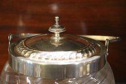 Glass + Plated Biscuit Barrel C1920 