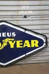 Goodyear Double Sided Enamel Advertising Sign With Metal Mount 