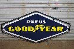 Goodyear Double Sided Enamel Advertising Sign With Metal Mount 