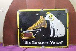 His Masters Voice Enamel Advertising Sign